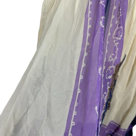 Anthropologie x Lil 100% Silk, Ivory and Purple Floral Dress, Size‎ 2-4 - Picture 11 of 13